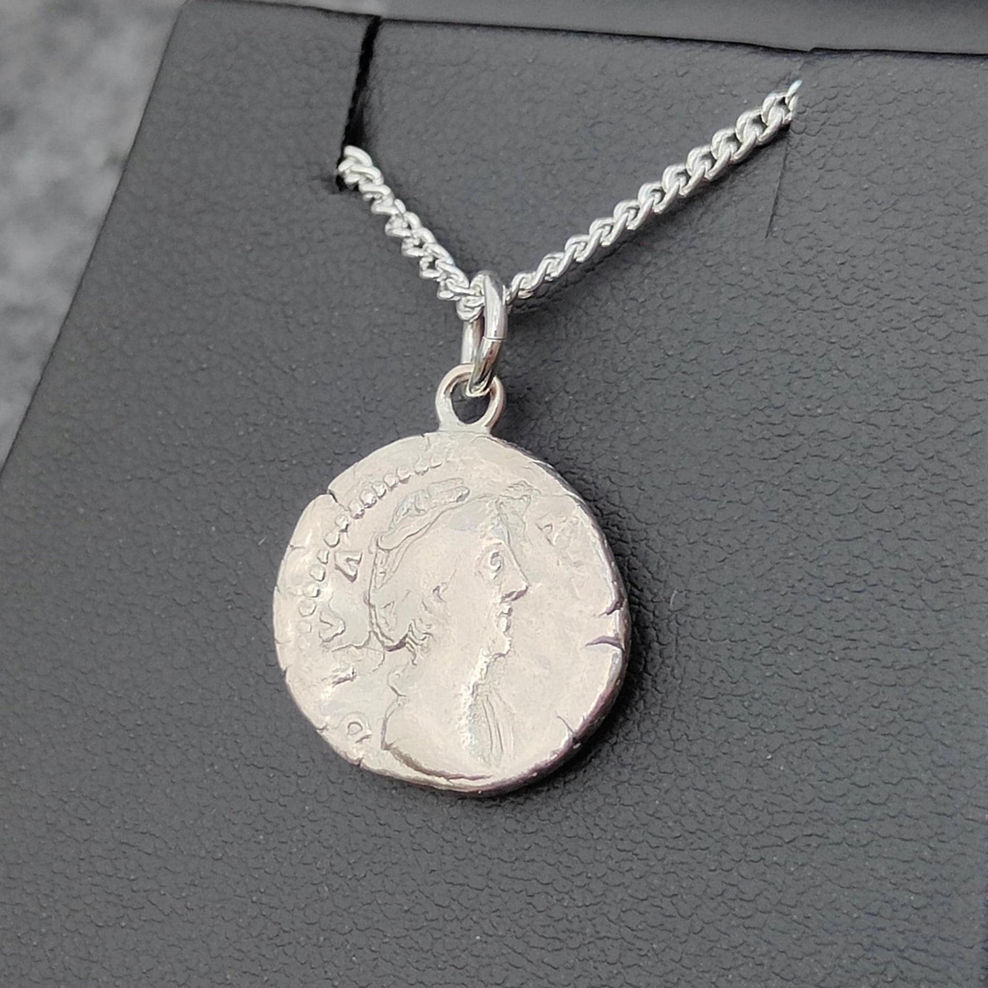Faustina I Silver Denarius pendant and chain, ancient necklace - VPUKcoins