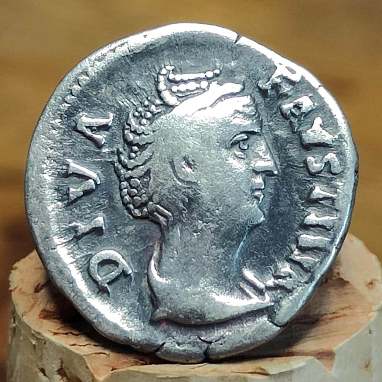 Faustina I Silver Denarius with Vesta reverse, Ancient roman coin - VPUKcoins