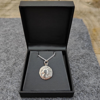 Faustina II Silver Denarius pendant and chain, ancient necklace - VPUKcoins