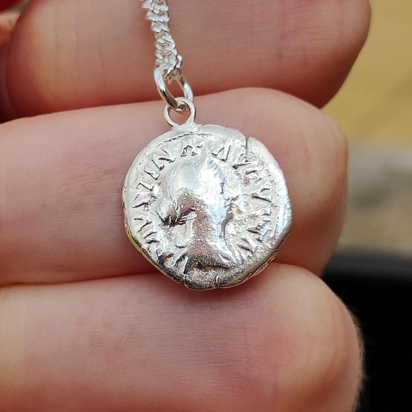 Faustina II Silver Denarius pendant and chain, ancient necklace - VPUKcoins