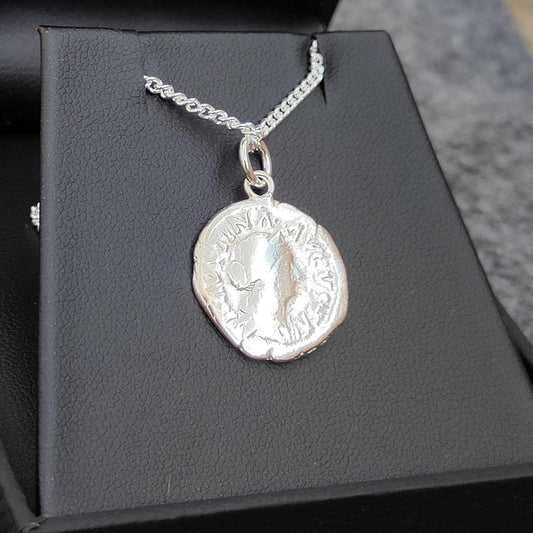 Faustina II Silver Denarius pendant and chain, ancient necklace - VPUKcoins