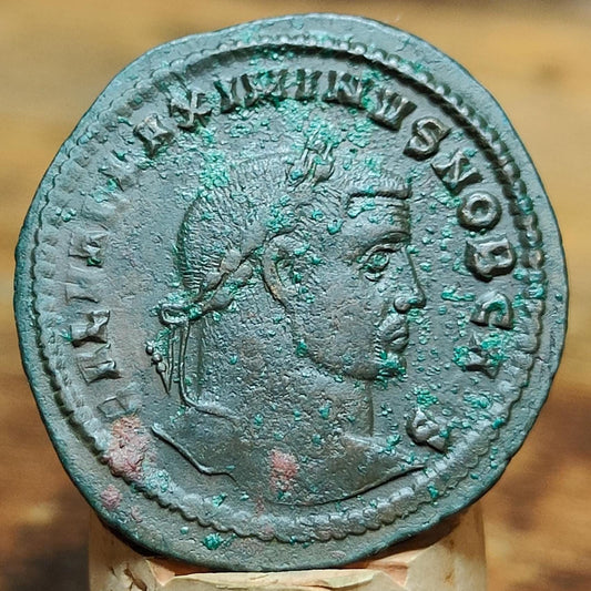 Galerius Maximianus Roman coin with god Genius reverse, AE1 ancient Follis - VPUKcoins