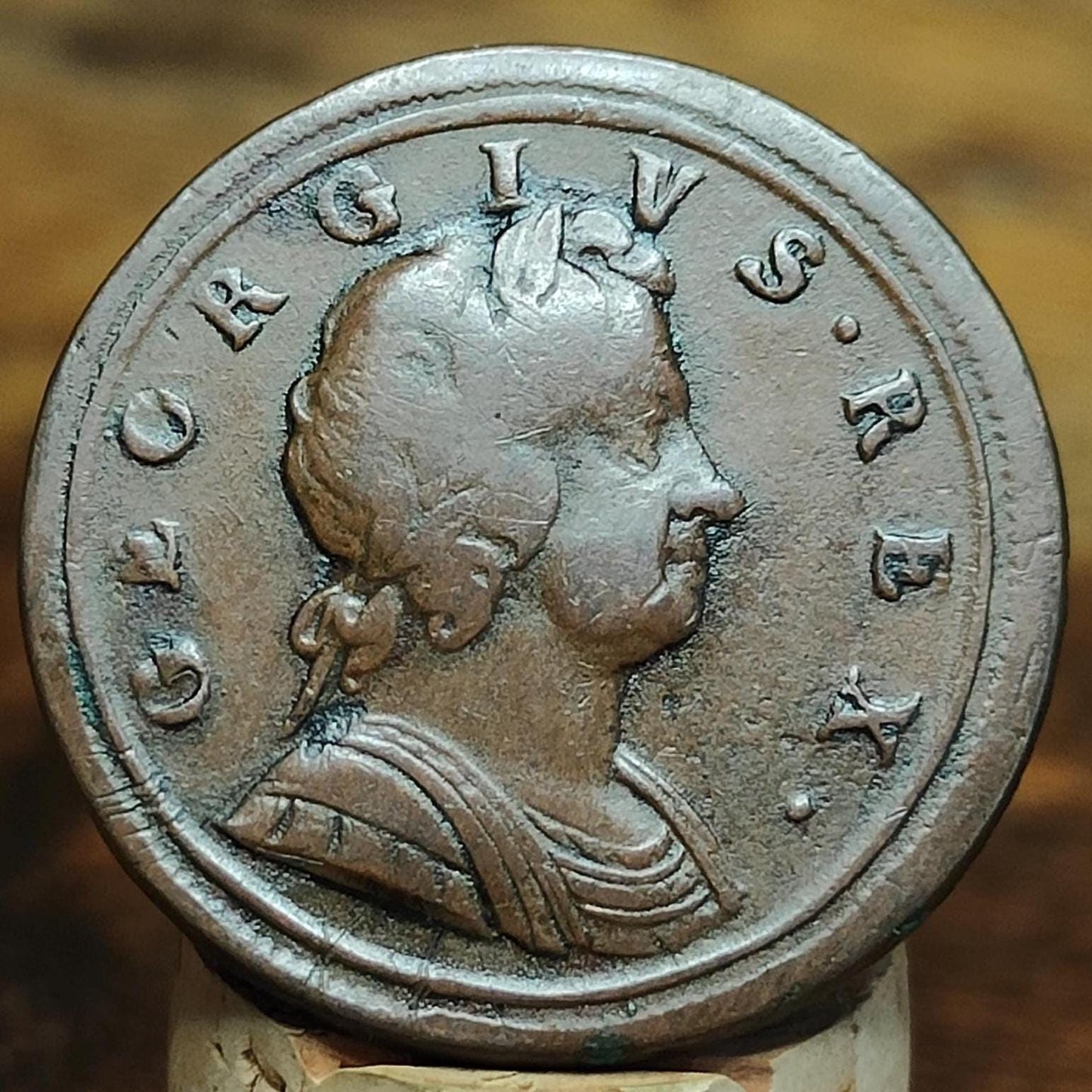 George I half Penny, dated 1722 - Georgian/ US colonial coin - VPUKcoins