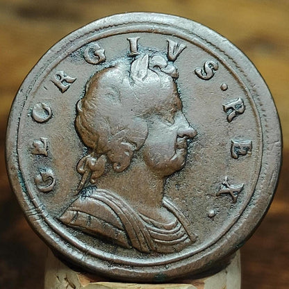 George I half Penny, dated 1722 - Georgian/ US colonial coin - VPUKcoins