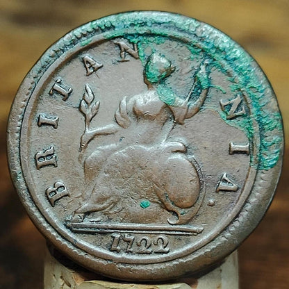 George I half Penny, dated 1722 - Georgian/ US colonial coin - VPUKcoins
