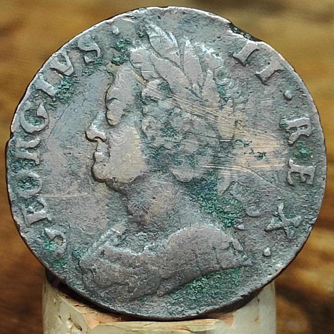 George II half Penny, dated 1747 - Georgian/ US colonial coin - VPUKcoins