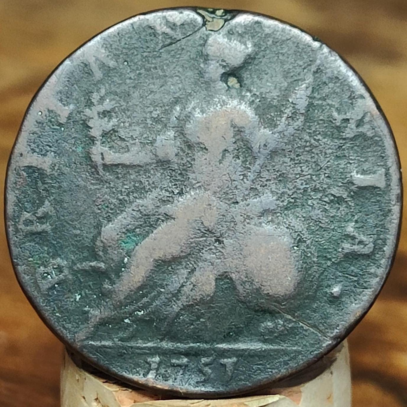 George II half Penny, dated 1751 - Georgian/ US colonial coin - VPUKcoins