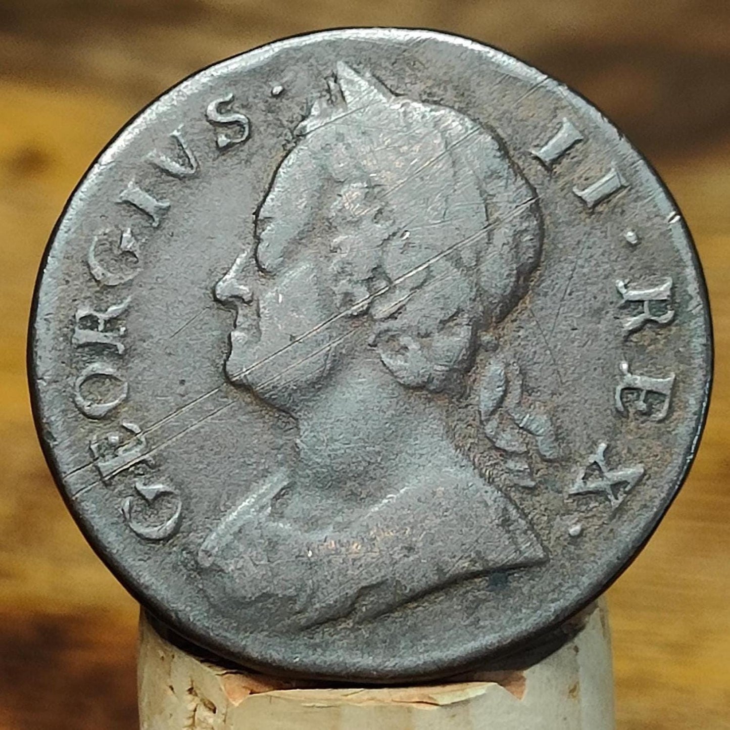 George II half Penny, dated 1753 - Georgian/ US colonial coin - VPUKcoins