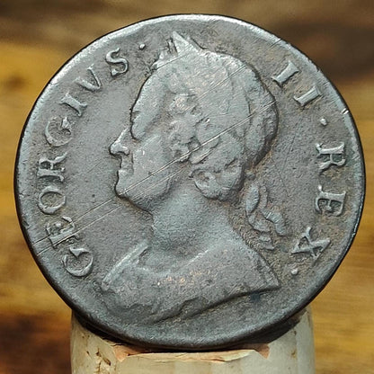 George II half Penny, dated 1753 - Georgian/ US colonial coin - VPUKcoins