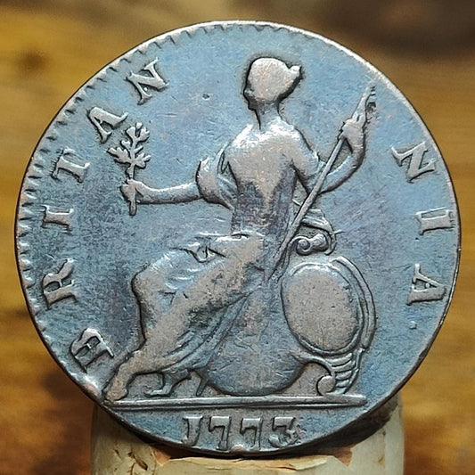 George III half Penny, dated 1773 - Georgian/ US colonial coin - VPUKcoins