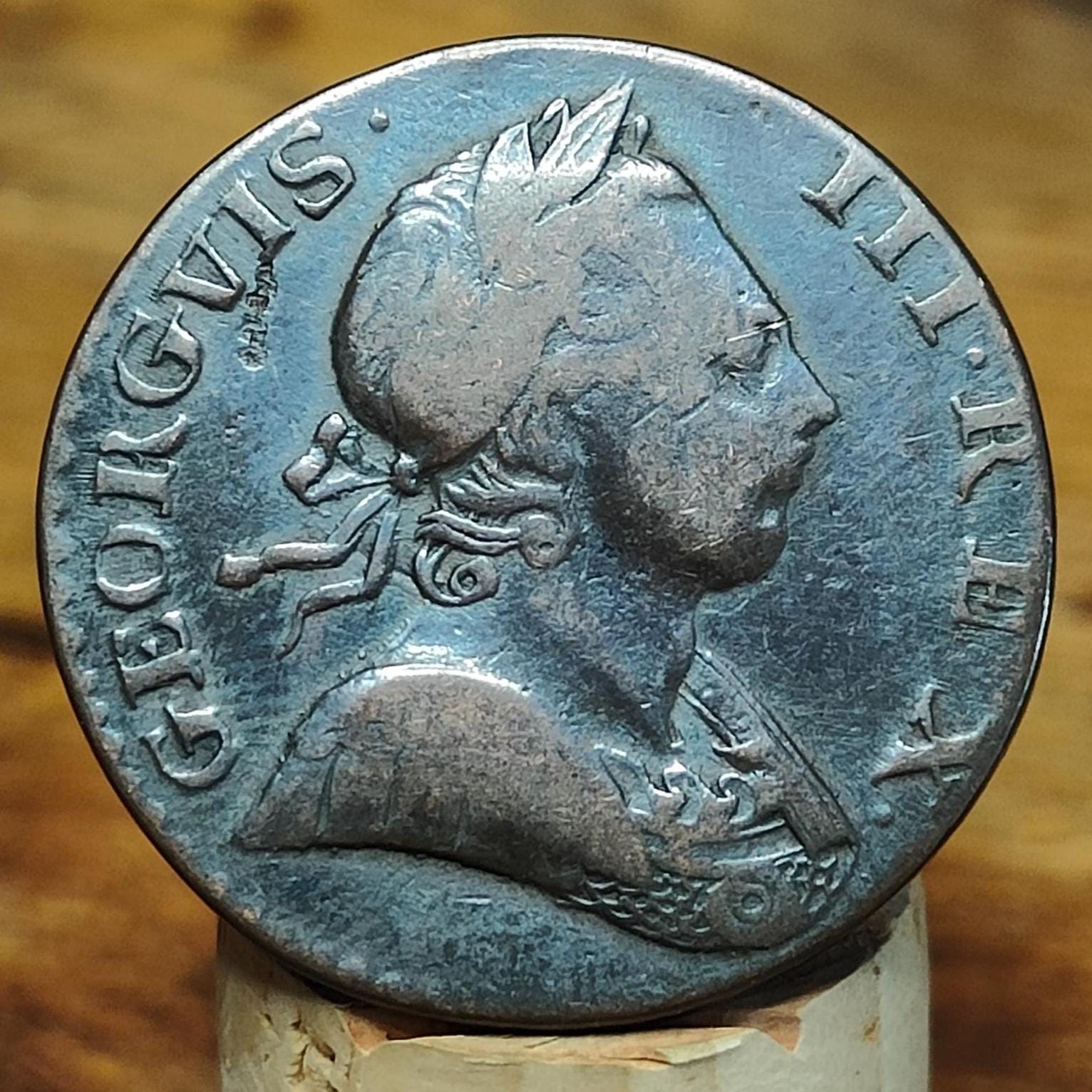 George III half Penny, dated 1773 - Georgian/ US colonial coin - VPUKcoins