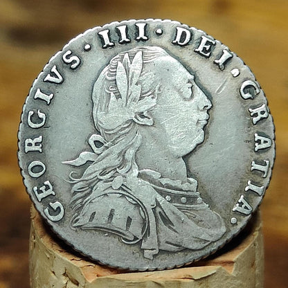 George III silver sixpence dated 1787 with hearts - Georgian coin, US colonial - VPUKcoins