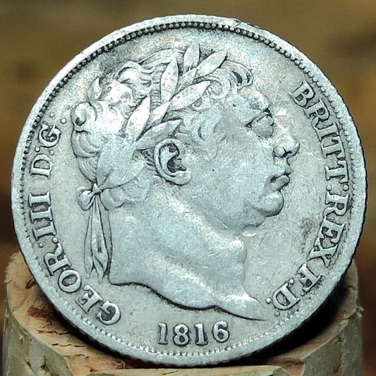 George III silver sixpence dated 1816 - Georgian coin, Napoleonic war - VPUKcoins