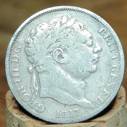 George III silver sixpence dated 1817 - Georgian coin, Napoleonic war - VPUKcoins