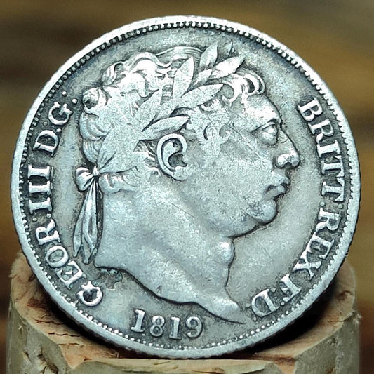 George III silver sixpence dated 1819 - Georgian coin, Napoleonic war - VPUKcoins