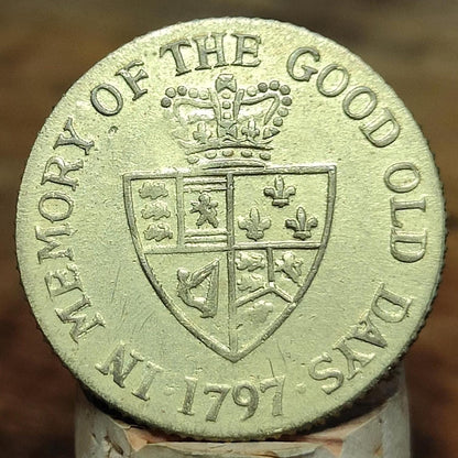 George III spade Guinea gaming token, dated 1797, Georgian brass jetton - VPUKcoins