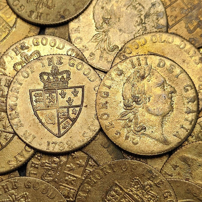George III spade half Guinea gaming token, dated 1788, Georgian brass jetton - VPUKcoins