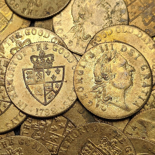 George III spade half Guinea gaming token, dated 1788, Georgian brass jetton - VPUKcoins