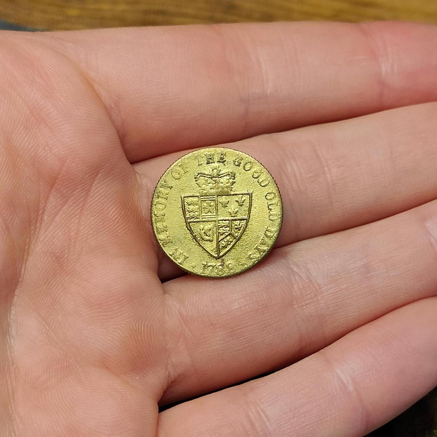 George III spade half Guinea gaming token, dated 1788, Georgian brass jetton - VPUKcoins