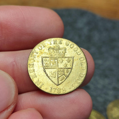George III spade half Guinea gaming token, dated 1788, Georgian brass jetton - VPUKcoins