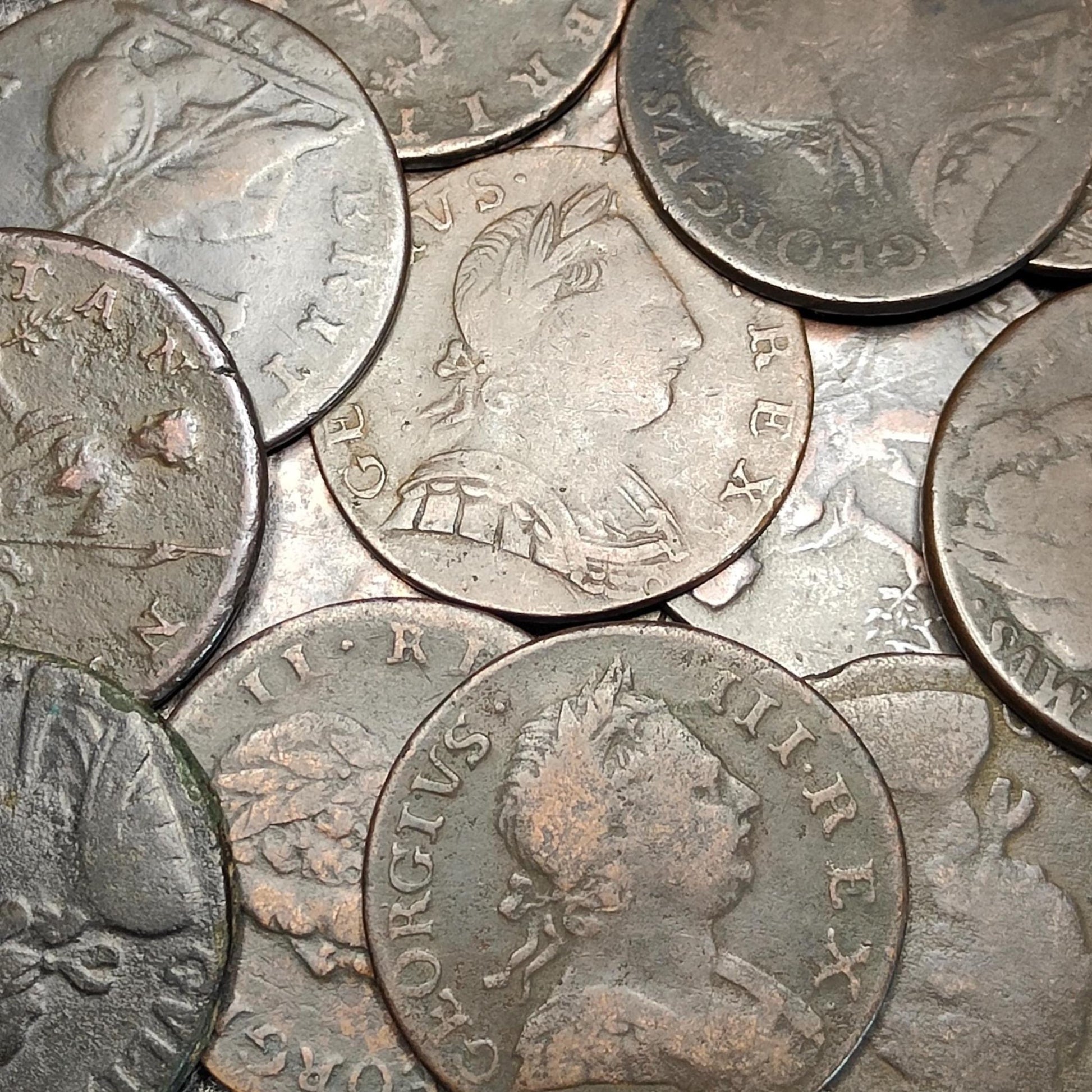 Georgian copper halfpennies / US colonial coin - VPUKcoins