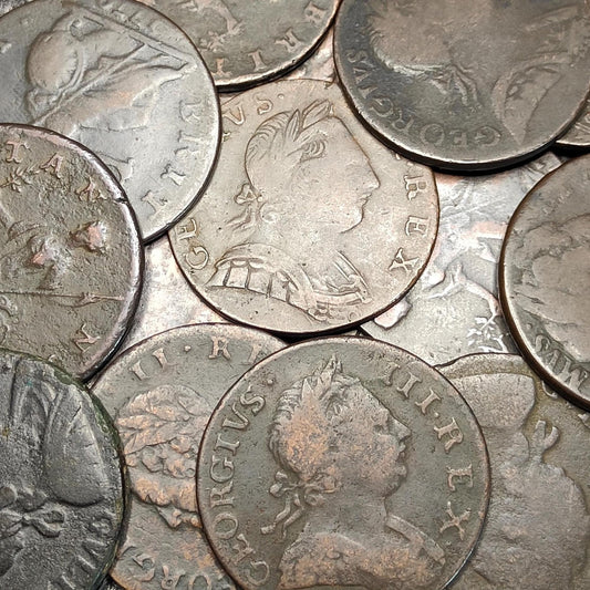 Georgian copper halfpennies / US colonial coin - VPUKcoins