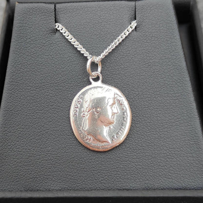 Hadrian Silver Denarius pendant and chain, ancient necklace - VPUKcoins