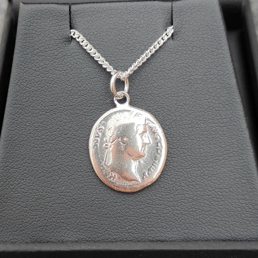 Hadrian Silver Denarius pendant and chain, ancient necklace - VPUKcoins