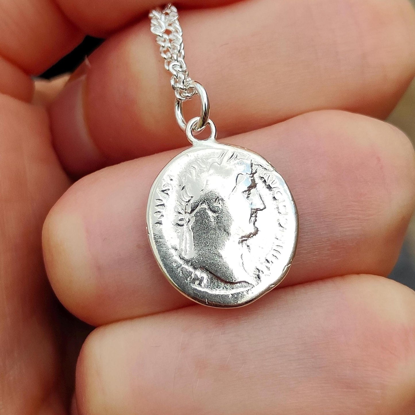 Hadrian Silver Denarius pendant and chain, ancient necklace - VPUKcoins