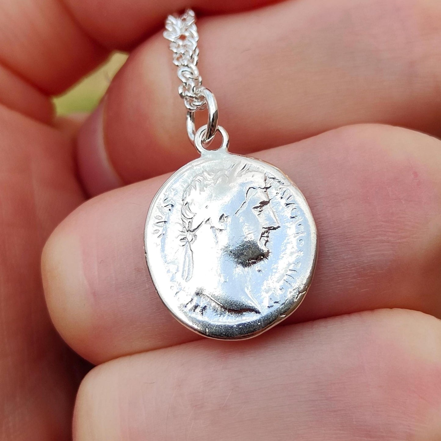 Hadrian Silver Denarius pendant and chain, ancient necklace - VPUKcoins
