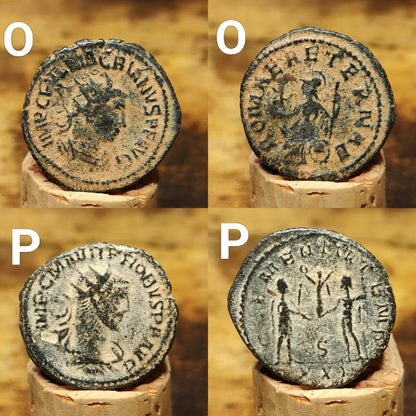 Very Fine Roman coins with sand patina, 3rd century ancient Antoninianus