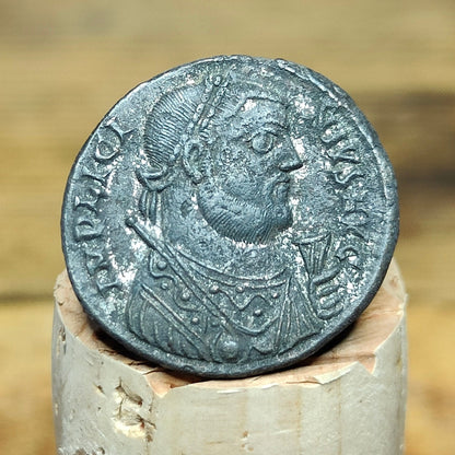 Licinius Roman coin, high grade ancient Nummus with camp gate reverse