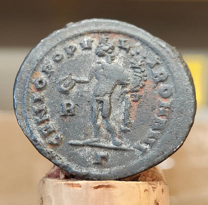 Constantius I Roman coin with god Genius reverse, 3rd century ancient follis AE1
