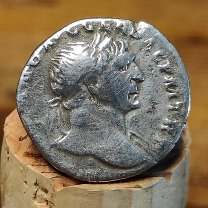 Trajan Silver Denarius, Ancient roman coin with Aequitas reverse