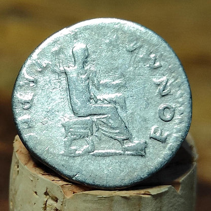 Vespasian Silver Denarius with seated reverse, Ancient roman coin