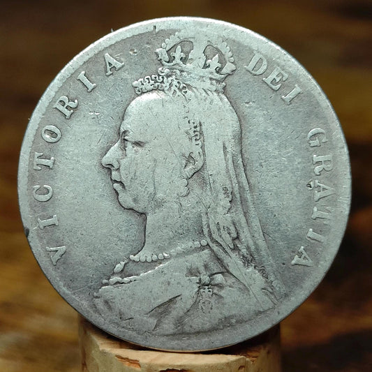 1890 Queen Victoria Silver Halfcrown Coin Jubilee Head