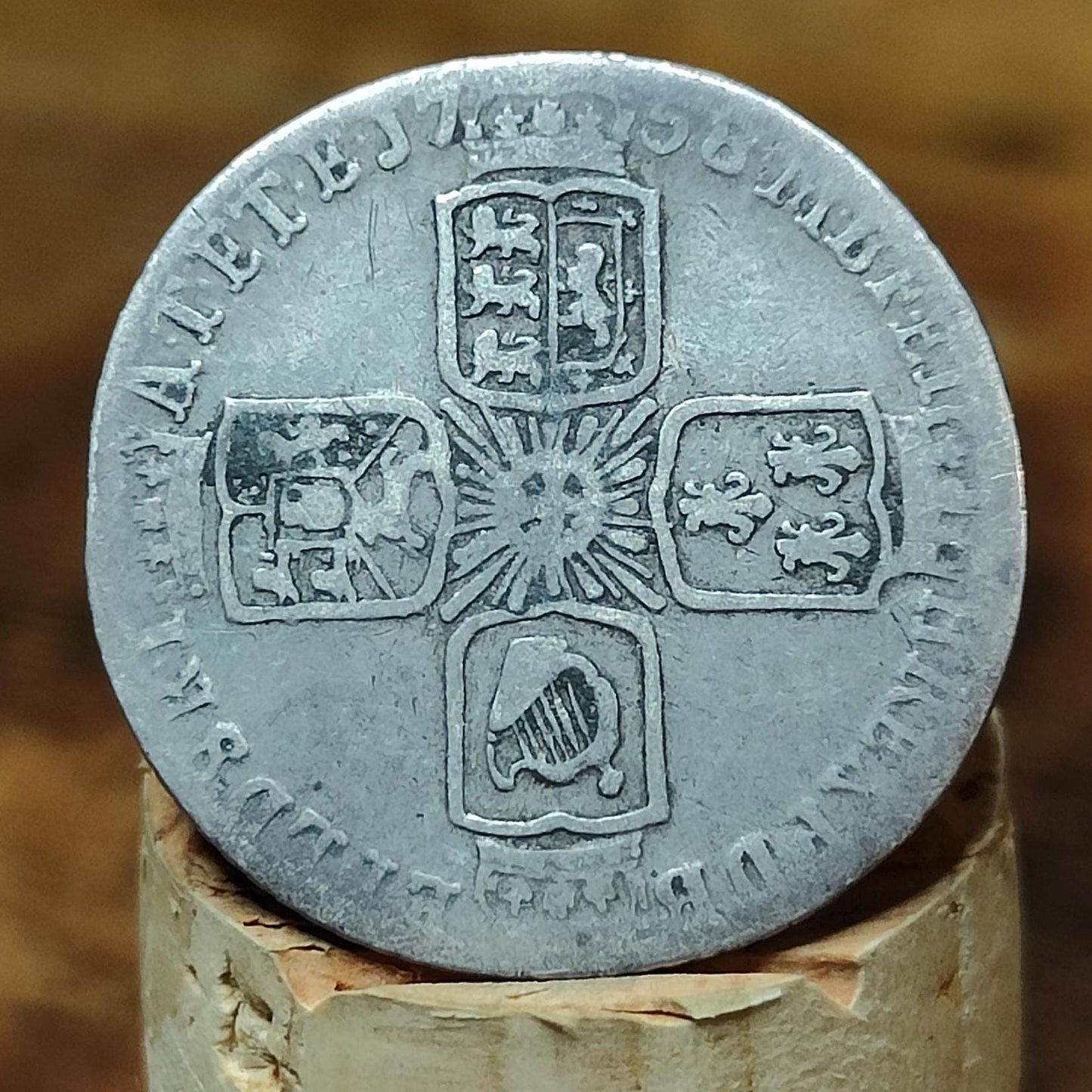 1758 King George II Silver Sixpence Coin older bust