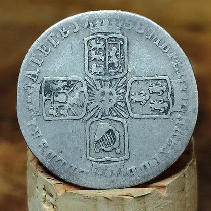 1758 King George II Silver Sixpence Coin older bust