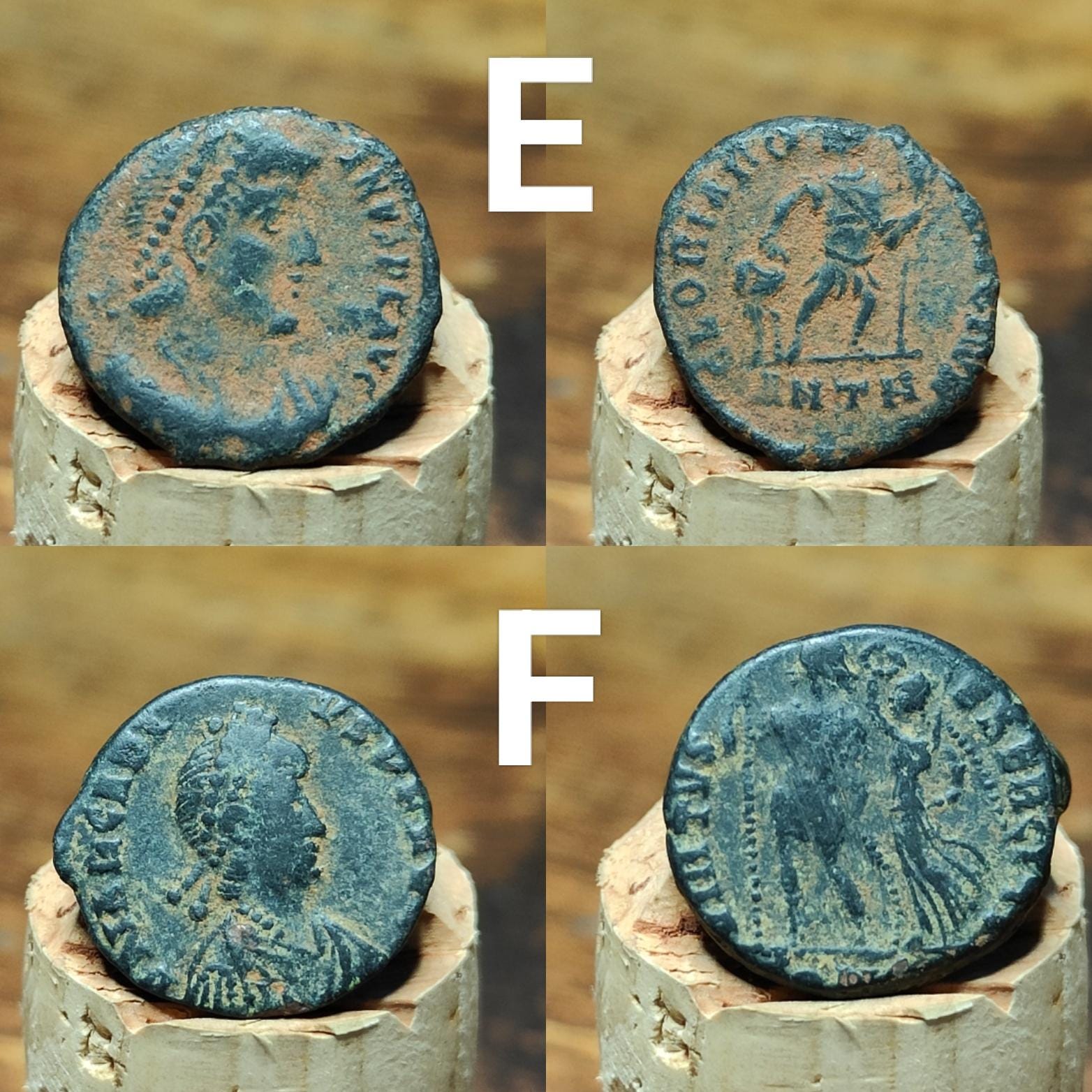 Ancient Roman coins with Sand patina , uncleaned 4th century Nummus