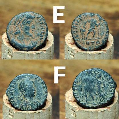 Ancient Roman coins with Sand patina , uncleaned 4th century Nummus