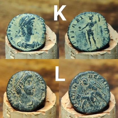 Ancient Roman coins with Sand patina , uncleaned 4th century Nummus