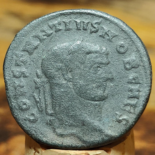 Constantius I Roman coin with god Genius reverse, 3rd century ancient follis AE1