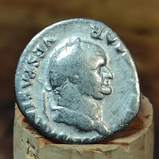 Vespasian Silver Denarius with winged caduceus reverse, Ancient roman coin
