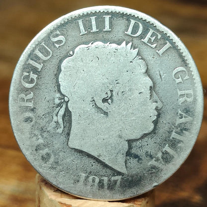 1817 King George III Silver Halfcrown Coin Pistrucci Small Laureate Head
