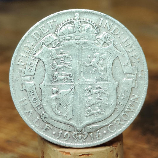 1916 King George V Silver Halfcrown Coin