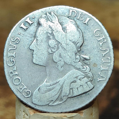 1739 King George II Silver Shilling Coin Young Laureate Head