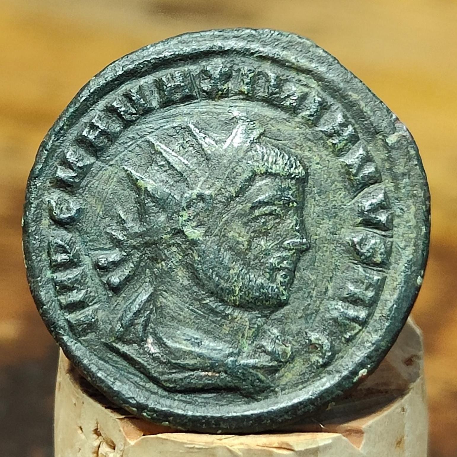 Maximian Roman coin, ancient Antoninianus with god Jupiter reverse