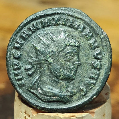 Maximian Roman coin, ancient Antoninianus with god Jupiter reverse