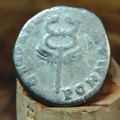 Vespasian Silver Denarius with winged caduceus reverse, Ancient roman coin