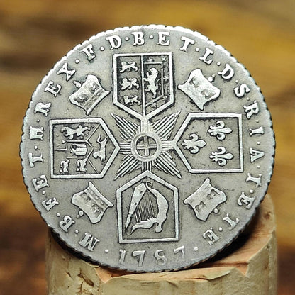 George III silver sixpence dated 1787 with hearts- Georgian coin, US colonial